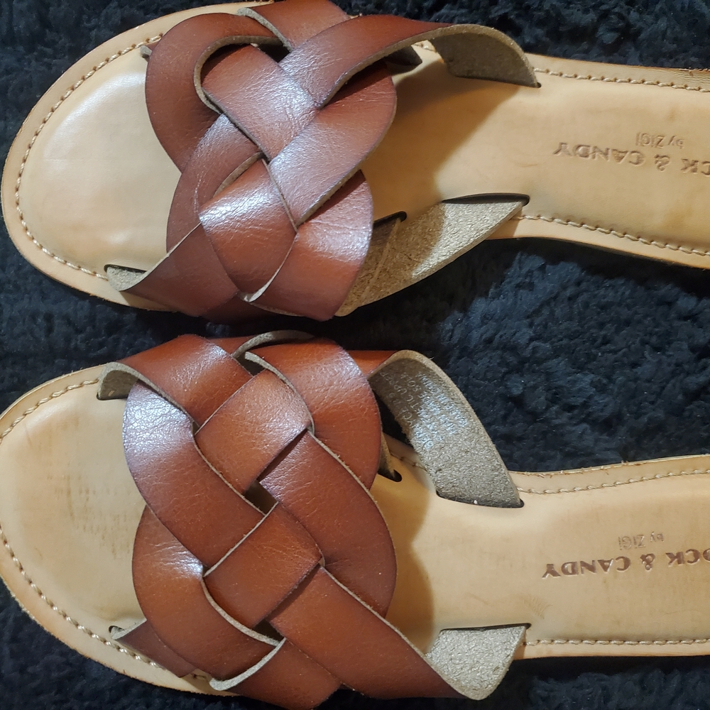 Rock & Candy Brown Sandals with Intricate Woven Design. NEVER WORN.